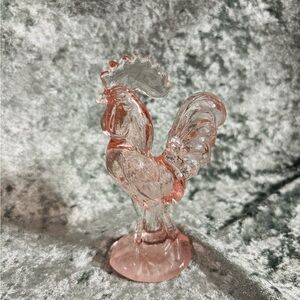Pink glass depression style rooster